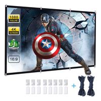 Projector Screen, Powerextra 120 inch 16:9 HD Foldable Anti-Crease Portable Washable Projection Screen for Home Theater Outdoor Support Double Sided Projection