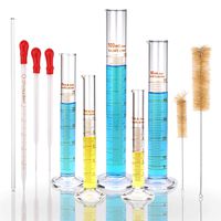Glass Graduated Measuring Cylinders Set - 5ml/10ml/25ml/50ml/100ml, moveland Premium Borosilicate Cylinders Kit with 3 Pipettes + 2 Clear Brushes + 1 Stirring Rod