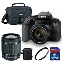 Canon EOS 800D/Rebel T7i Digital SLR Camera with 18-55 is STM Lens Black - Essential Accessories Bundle