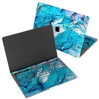 Wonder Wild Skin for MacBook Decal Vinyl Air 11 inch Apple Mac 13 Retina 12 Pro 15 Keyboard 2019 2018 2017 2016 16" Protective Sticker Laptop Blue Abstract Paint Stroke Texture White Gouache Drawing