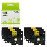 NineLeaf 6 Pack Compatible for Brother TZe-631 TZe631 P-Touch Label Tape 12mm 1/2 Inches (0.47") Black on Yellow Standard Laminated Tape TZ-631