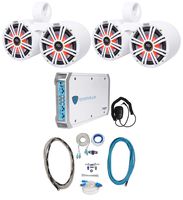 2) Dual KICKER 45KM84L 8" 1200 Watt Marine LED Wakeboard Speakers+Amplifier+Kit