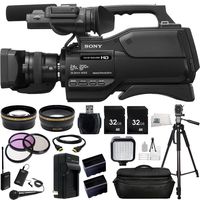 Sony HXR-MC2500E HXRMC2500E Shoulder Mount AVCHD Camcorder with 3-Inch LCD (Black) (PAL) + Audio-Technica ATR288W VHF TwinMic System.43x Wide Angle Lens, 2.2X Telephoto Lens, More