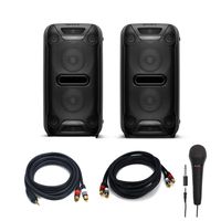 Sony GTK-XB72 Extra Bass High Power Home Audio System (Pair) Party Chain Bundle with 2 Sony Mics, Premium 3.5mm to 2RCA Cable, Premium 2 RCA Plug/2 RCA Plug M/M Cable