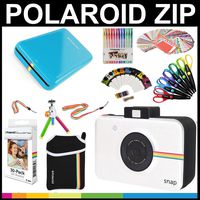 Polaroid Zip Mobile Printer Gift Bundle + Zink Paper (30 Sheets) + Snap Themed Scrapbook + Pouch + 6 Edged Scissors + 100 Sticker Border Frames + Color Gel Pens + Hanging Frames + Accessories