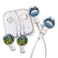 dekaSlides Cell Phone Earbuds and Slide On Decal Graphics Combo Pack, Removable Earbud Decals, Dolphins and Rainbow Hearts