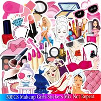 50 Pcs Cute Pink Teen Girl Decal Stickers for Laptop and Water Bottles,Waterproof Durable Trendy Vinyl Laptop Decal Stickers Pack for Teens, Water Bottles, Computer, Travel Case (Pink Girl)