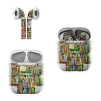 Skin Decals for Apple AirPods - Bookshelf - Sticker Wrap Fits 1st and 2nd Generation