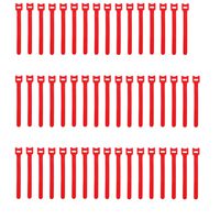 Pasow 50pcs Reusable Fastening Adjustable Cable Ties Wire Management (6 Inch, Red)