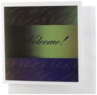 3dRose Welcome, Green and Purple Design - Greeting Cards, 6 x 6 inches, set of 12 (gc_34407_2)