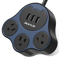 Flat Plug Power Strip JACKYLED Cute Paw Shape Desktop Charger Lightweight Compact 3.1A USB Fast Charging 5ft Extension Cord Fire Retardant for Cruise Ship Home Office Desktop Hotel etc Blue Black
