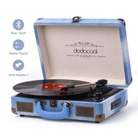 Vinyl Record Player, dodocool Vintage Turntable 3-Speed with Blue Tooth, Built in 2 Stereo Speakers, Vinyl to MP3 Converting/ RCA Line Out/ AUX / USB/ SD Input - Jean Style