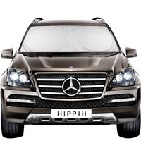 HIPPIH Car Windshield Sun Shade with 2 Ears - Auto Universal Car Sunshade to Keep Your Vehicle Cool, Blocks UV Rays Sun Visor Protector, Fits Windshields of Various Size (Large 63 x31 inches)