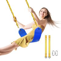 PACEARTH Swing Seat Support 660lb with 68.9 inch Anti-Rust Chains Plastic Coated 23.6 inch Tree Hanging Straps and Locking Buckles Outdoor Playground Tree Swing-Blue