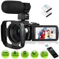 Video Camera Camcorder with Microphone, Rosdeca Vlogging Camera FHD 1080P 36MP 30FPS Camera IR Night Vision 3.0" IPS Touch Screen 16X Digital Zoom Digital Camera Webcam Recorder YouTube Camera