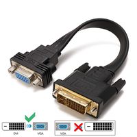FiiMan Active DVI-D Dual Link 24+1 Male to VGA Female Video with Flat Cable Adapter Converter Black