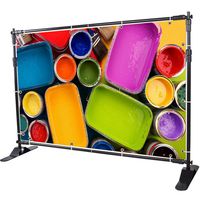 VEVOR 8'X 8' - 10' x 8' Backdrop Banner Stand Newest Step and Repeat for Trade Show Wall Exhibitor Photo Booth Background Adjustable Telescopic Height and Width