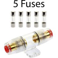 VOODOO (1) AGU Inline Fuse Holder Fuseholder 4 6 8 Gauge & (5) Fuses (50 AMP)