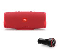 JBL Charge 4 Portable Waterproof Wireless Bluetooth Speaker Bundle with Anker 2-Port Car Charger - Red