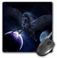 3dRose A black Pegasus flies through the space - Mouse Pad, 8 by 8 inches (mp_200929_1)