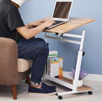 DlandFurniture Mobile Side Table 31.5 Inches Adjustable Angle Mobile Laptop Computer Desk Adjustable Laptop Table for Bed Sofa,Oak BHUS-05#X-800K