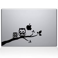 The Decal Guru Two Owls on a Branch Decal Vinyl Sticker, 13" MacBook Pro (2015 & Older Models), Black (2353-MAC-13P-BLA)