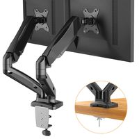 Dual Arm Monitor Stand - Adjustable Gas Spring Computer Desk Mount VESA Bracket with C Clamp/Grommet Mounting Base for 13 to 27 Inch Computer Screens - Each Arm Holds up to 14.3lbs