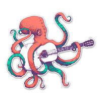 Octopus Playing Guitar - 5 Inch Full Color Decal for Macbooks or Laptops - Proudly Made in The USA from Adhesive VinylHorse