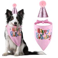 Blaoicni Dog Birthday Bandana Hat Scarf Party Supplies (Pink-Girl)