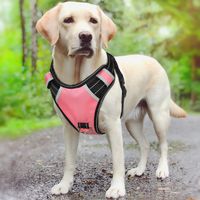 BABYLTRL Big Dog Harness No Pull Adjustable Pet Reflective Oxford Soft Vest for Large Dogs Easy Control Harness (M, Pink)