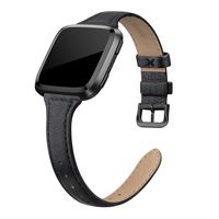 SWEES Leather Bands Compatible with Fitbit Versa 2 / Fitbit Versa Lite & SE/Fitbit Versa, Slim Thin Genuine Leather Replacement Strap for Versa Women (5.5" - 7.9"), Black, Champagne, Rose Gold, Tan