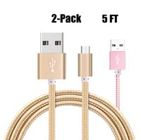Kindle PowerLine [2 pack] 5-FT Cable Length iBarbe Nylon Braided Reversible Micro USB Cables High Speed USB 2.0 (works with most Micro-USB Tablets and Kindle E-Book Reader) MicroUSB to USB