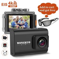 WONGKUO Upgraded Action Camera 4K 20MP Ultra HD WiFi Sport Camera with EIS 30m Waterproof Camera 170°Wide Angle Camcorder 2" LCD Screen Support External Microphone Remote Control with Accessories Kit