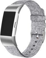 bayite Canvas Bands Compatible Fitbit Charge 2, Soft Classic Replacement Wristband Straps Women Men, Grey Small (5.5-6.7 Inch)