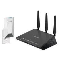 NETGEAR Nighthawk X4S Wall-Plug Tri-Band WiFi Mesh Extender (EX7500) with NETGEAR Nighthawk AC1750 Smart Dual Band WiFi Router (R6700)