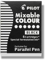 PILOT Parallel Mixable Color Ink Refills for Calligraphy Pens, Black Ink, 6-Pack (77305)