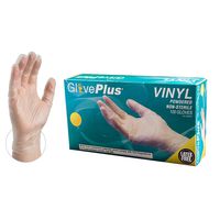 GlovePlus Industrial Clear Vinyl Gloves - 4 mil, Latex Free, Powdered, Disposable, Non-Sterile, Food Safe, Medium, IV44100-BX, Box of 100