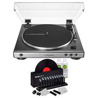 Audio-Technica AT-LP60X Fully Automatic Belt-Drive Stereo Turntable (Gunmetal) with Knox Gear Vinyl Record Cleaner Kit