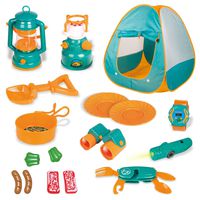 FUN LITTLE TOYS Kids Play Tent, Pop Up Tent with Kids Camping Gear Set, Outdoor Toys Camping Tools Set for Kids, 18 Pieces