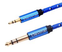Devinal 3.5 mm to 1/4" Stereo Cable, Heavy Duty 1/8 to 1/4 6.35mm TRS Interconnect Cable, Mini Jack to Quarter inch Audio Path Cord Lead with Extra Durable Nylon Braid Gold Plated 6 Feet 1.8 Meter