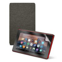 Fire HD 8 Tablet (8" HD Display, 16 GB) - Red + Amazon Fire HD 8 Tablet Case, Charcoal Black + NuPro Clear Screen Protector (2-Pack)