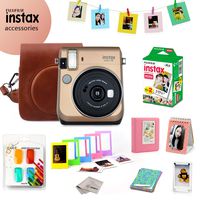 Fujifilm Instax Mini 70 Bundle (Gold) - Fuji Camera Instant Film (20 Sheets) + 9-in-1 Accessory Bundle - Carry Case, 4 Color Filters, 2 Photo Albums, Assorted Frames & Much More