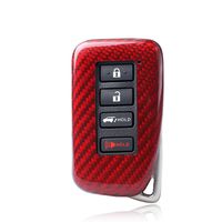100% Carbon Fiber Case For Lexus Key Fob, Genuine Carbon Fiber Cover For Lexus ES GS IS LX NX RX RC RC-F Smart Keyless Fob Remote Key, Men's Car Key Fob Case Women's Fob Cover - Red - 4 Buttons