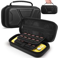 MoKo Carry Case for Nintendo Switch Lite, Fits AC Wall Charger Adapter, Protective Hard Shell Travel Carrying Case Pouch for Switch Lite & Accessories with 20 Games Cartridges - Black