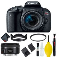 Canon EOS Rebel T7i DSLR Camera with 18-55mm Lens Bundle & Bonus 50mm Lens (International Model Bonus Lens)