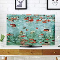 Homenon Wall Indoor POP TV dust Cover,Cover Type 47 inch LCD TV 3D Printed with Fragment of Brickwork Close up Old Damaged Dramatic Wrecked Grunge Texture,Quality Waterproof Polyester Protect Your TV