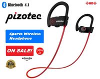 Pizotec Sports Bluetooth Wireless Headphone, New Model, for Gym/Running, Waterproof w/Active Noise Cancelling, 8-Hours Working time, Perfect Earhook, HD Sound w/Microphone (red)