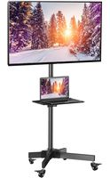 Mobile TV Cart with Wheels for 23-55 Inch LCD LED Plasma Flat Screen TVs - Height Adjustable Shelf Stand Holds up to 55lbs - Movable Monitor Holder with Tray Max VESA 400x400mm
