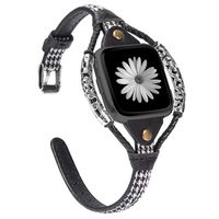 TOYOUTHS Leather Strap Compatible with Fitbit Versa/Versa 2 Bands for Women Slim Genuine Leather Wristbands Replacement Versa Lite Special Edition Dressy Handmade Accessories Swallow Gird