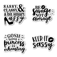 Princess Keep It Sassy Sticker Pack Funny Girl Stickers Stickers - 4 Pack - Laptop Stickers - for Laptop, Phone, Tablet Vinyl Decal Sticker (4 Pack) S210840